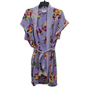 Victoria's Secret Vintage 90s‎ Gold Label Mixed Print Slip Negligee + Robe Set P